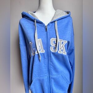 ACE USA Alaska Hoodie Sweatshirt Unisex Size Medium Blue Grey‎ White Like New